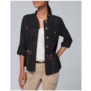 White House Black Market Petite Soft Utility Jacket Black Size 2